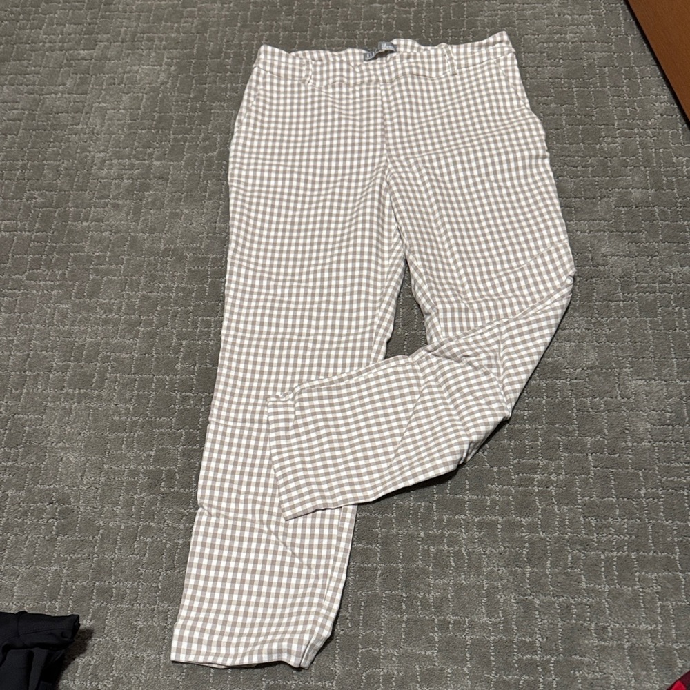 Women’s Checkered Pants - Brown and White
